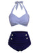 & 1940s Striped Halter Swimsuit Set - vintage swimsuit, pin-up style