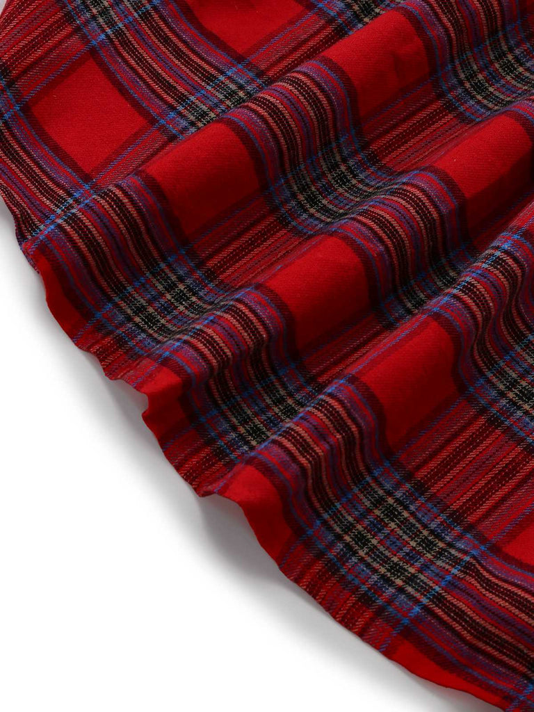 1940s Tartan Plaid Long Sleeve Belted Shirt Dress - vintage dress, retro fashion