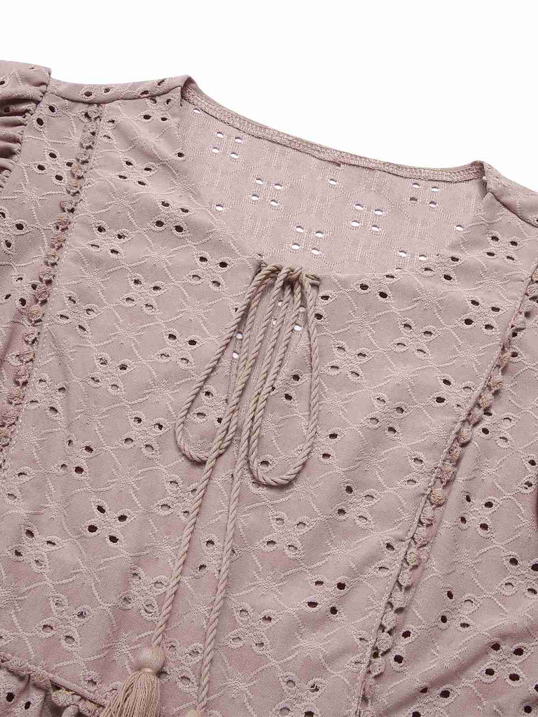 1940s Tie Front Eyelet Embroidered Blouse, vintage top, retro blouse - perfect for women who love vintage and retro fashion