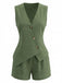 1940s V-Neck Lace-Up Vest & Shorts Set: beautiful vintage outerwear, retro jacket, classic elegance with timeless appeal