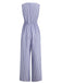 1940s V-Neck Striped Tie-Waist Sleeveless Jumpsuit - vintage jumpsuit, retro fashion