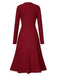 1940s V-Neck Wrap Waist A-Line Midi Dress: where 1940s romance meets her modern spirit