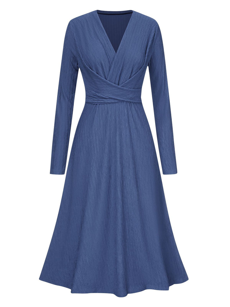 1940s V-Neck Wrap Waist A-Line Midi Dress — the kind of 1940s dress that makes strangers smile