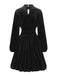 1940s Velvet Cutout Pleated Lantern Sleeve Dress - vintage dress, retro fashion