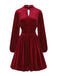 1940s Velvet Cutout Pleated Lantern Sleeve Dress - vintage dress, retro fashion