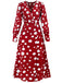 She slips into this 1940s Vintage Polka Dots Long Sleeve Slit Dress and suddenly it's a 1940s daydream