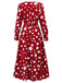 1940s Vintage Polka Dots Long Sleeve Slit Dress: where 1940s romance meets her modern spirit