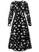This 1940s Vintage Polka Dots Long Sleeve Slit Dress wraps her in 1940s elegance, one twirl at a time