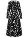 1940s Vintage Polka Dots Long Sleeve Slit Dress — the kind of 1940s dress that makes strangers smile