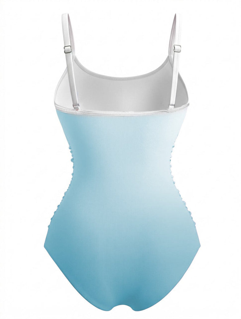 1940s Vintage Ruffle One Piece Swimsuit - vintage swimsuit, pin-up style