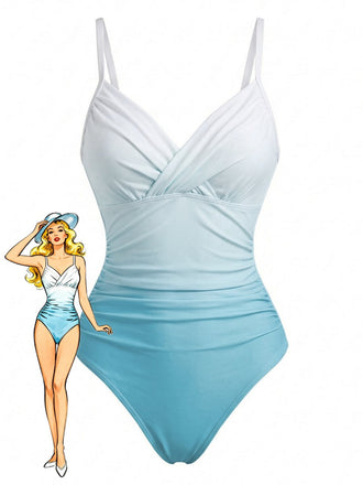1940s Vintage Ruffle One Piece Swimsuit - vintage swimsuit, pin-up style