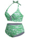 [Plus Size] 1940s Zebra Print Cutout Halter Swimsuit, vintage swimsuit, pin-up swimwear - perfect for women who love vintage and retro fashion