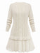 1940s Solid Cable Knit Pleated Hem Sweater Dress