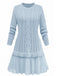 1940s Solid Cable Knit Pleated Hem Sweater Dress
