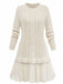 1940s Solid Cable Knit Pleated Hem Sweater Dress