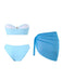 2PCS Blue 1950s Solid Starfish Bandeau Bikini Set & Cover Up - vintage fashion, retro style