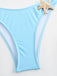 2PCS Blue 1950s Solid Starfish Bandeau Bikini Set & Cover Up - vintage fashion, retro style