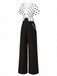 2PCS 1950s Deep V-Neck Polka Dots Top & Straight-Leg Pants - vintage fashion, retro style