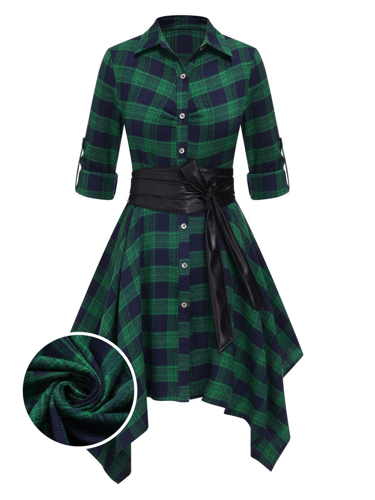 1950s Sleeve Plaid Belt Dress | 1950s | vintage dress, retro fashion