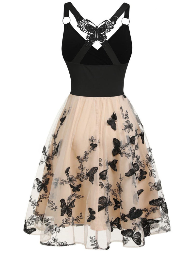 1950s 3D Butterfly Embroidered Patchwork Dress - vintage dress, retro fashion, rockabilly
