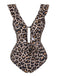 1950s All-Over Print Ruffled Belt One-Piece Swimsuit, vintage swimsuit, pin-up swimwear - perfect for women who love vintage and retro fashion
