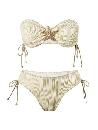 1950s Bandeau Sand-Ripple Jeweled Starfish Bikini Set - vintage fashion, retro style