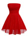 1950s Bandeau Solid Glitter Back Bow Skater Dress - vintage dress, retro fashion, rockabilly