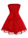 1950s Bandeau Solid Glitter Back Bow Skater Dress - vintage dress, retro fashion, rockabilly