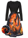 1950s Black Halloween Long Sleeve Swing Dress, vintage dress, retro fashion, rockabilly, pin-up fashion - perfect for women who love vintage and retro fashion