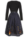 1950s Black Halloween Long Sleeve Swing Dress, vintage dress, retro fashion, rockabilly, pin-up fashion - perfect for women who love vintage and retro fashion