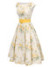 This Yellow 1950s Boat Neck Antique Floral Dress wraps her in 1950s elegance, one twirl at a time