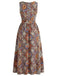 Multicolor 1950s Print V-Neck Sleeveless Romper