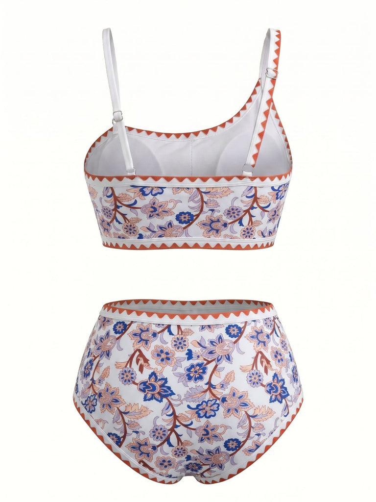 1950s Print High Waist Two Piece Bikini Set 5
