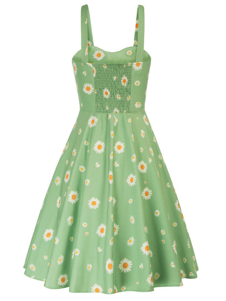 1950s Botanical Print Strap High Waist Dress — a 1950s silhouette that turns sidewalks into runways