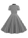This 1950s Bow Collar Striped Dots Swing Dress wraps her in 1950s elegance, one twirl at a time