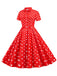 This 1950s Bow Collar Striped Dots Swing Dress wraps her in 1950s elegance, one twirl at a time