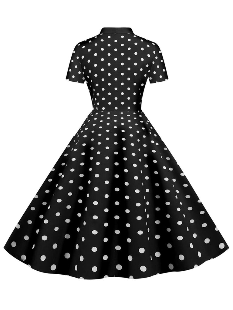 1950s Bow Collar Striped Dots Swing Dress: where 1950s romance meets her modern spirit