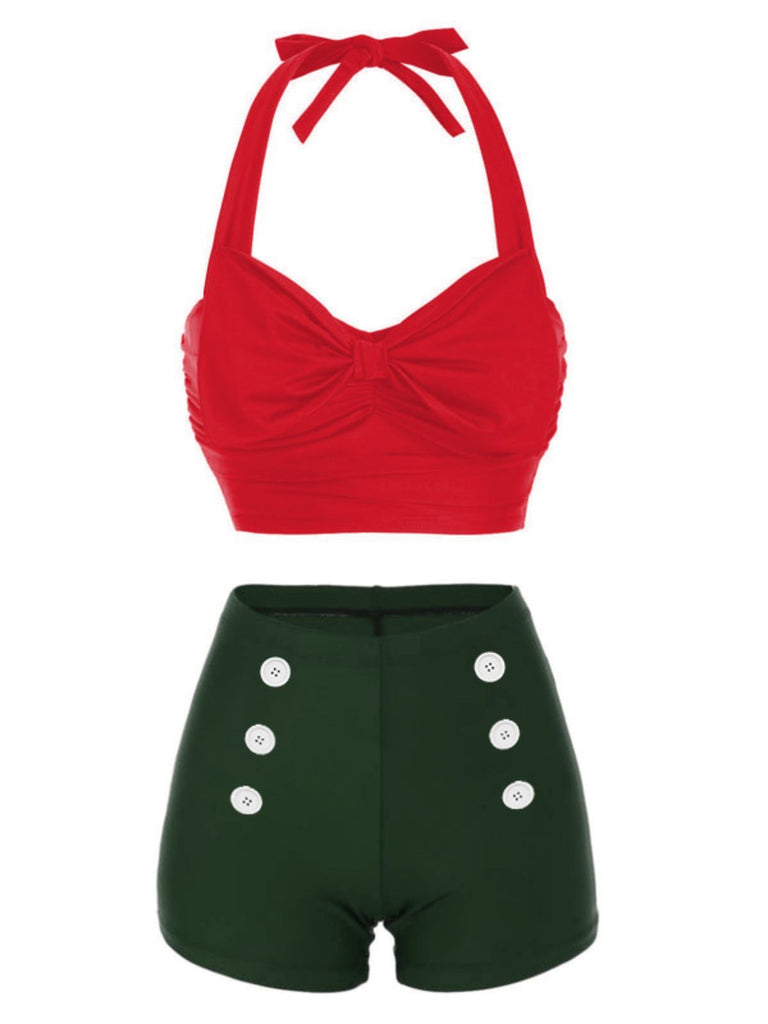 1950s Bow Halter Bikini Set - vintage fashion, retro style