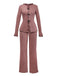 1950s Bow Knitted Ruffled Long Pajama Set - vintage fashion, retro style