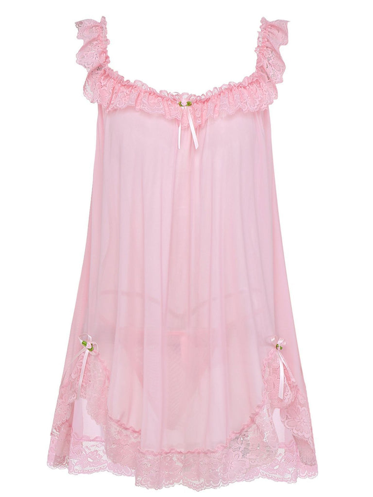 Retro Stage Romantic Vintage Sheer Lace Trim Sleepwear Lingerie Retro Stage Romantic Vintage Sheer Lace Trim Sleepwear Lingerie