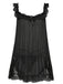 1950s Bow Lace Trim Sheer Mesh Babydoll Nightgown - vintage nightgown, retro sleepwear