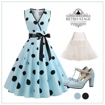 1950s Bow Polka Dot Swing Dress: timeless style reimagined