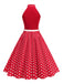 1950s Bow Tie Neck Polka Dot Belted Dress - vintage dress, retro fashion, rockabilly