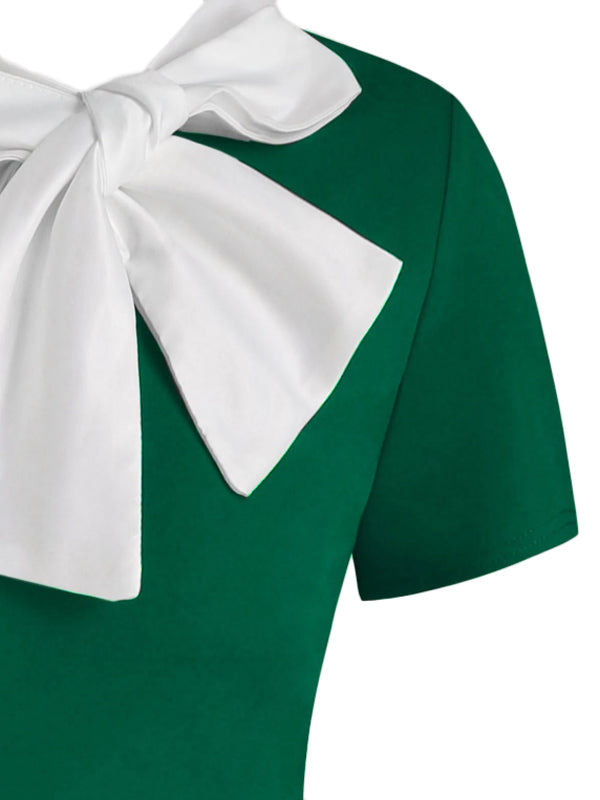 1950s Bowknot Collar Swing Dress: timeless style reimagined
