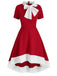 1950s Bowknot Collar Swing Dress, classic 1950s style elegant retro fashion - Image 5