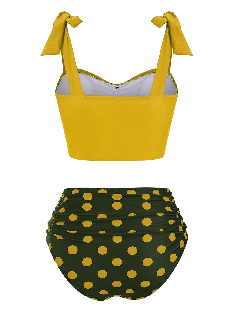 1950s Bowknot Spaghetti Strap Button Bikini — vintage elegance for the modern woman