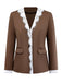 Brown 1950s Lace Patchwork Long Sleeve Button Jacket - vintage fashion, retro style