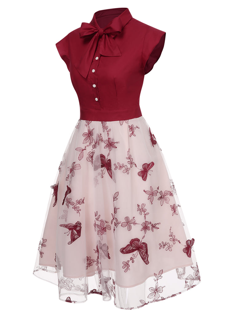 Retro Stage Butterfly Patchwork Vintage Dress Retro Stage Butterfly Patchwork Vintage Dress