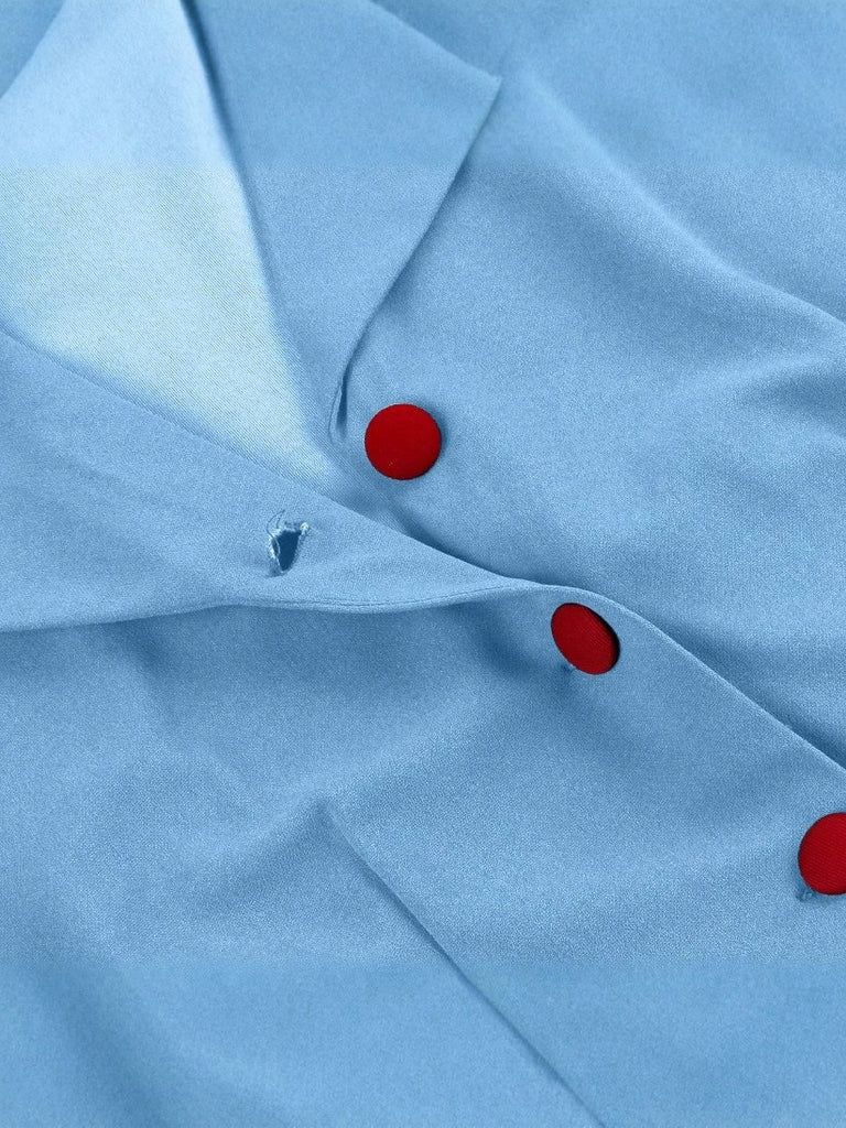 1950s Button Cap Sleeve Lapel Belted Dress - vintage dress, retro fashion, rockabilly