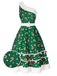 Green 1950s Candy Cane One-Shoulder Dress, vintage dress, retro fashion, rockabilly, pin-up fashion - perfect for women who love vintage and retro fashion